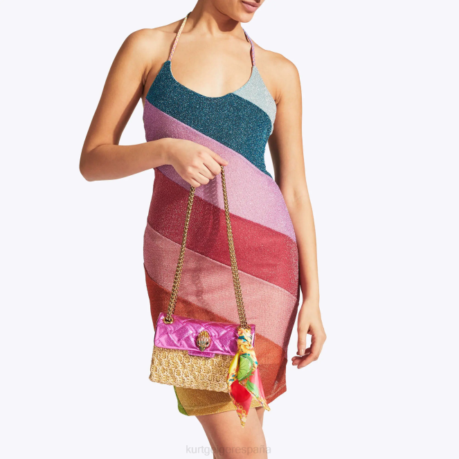 Kurt Geiger mujer londres rafia mini kensington 2LPR89 | bolsas combinación de oro